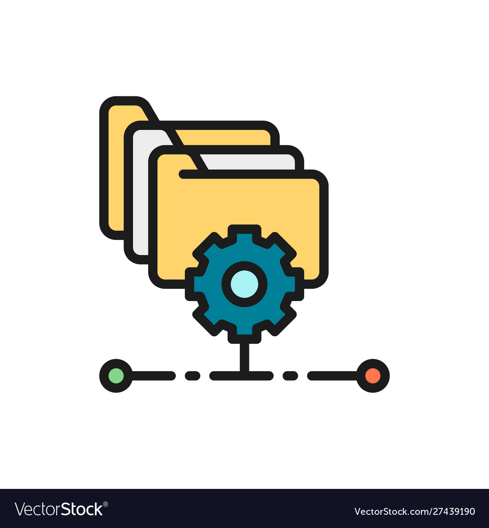 Folders with gear project management file Vector Image Folders with gear project management file