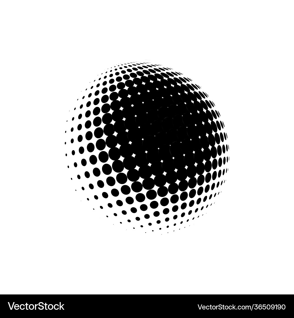 Halftone sphere dotted circle Royalty Free Vector Image