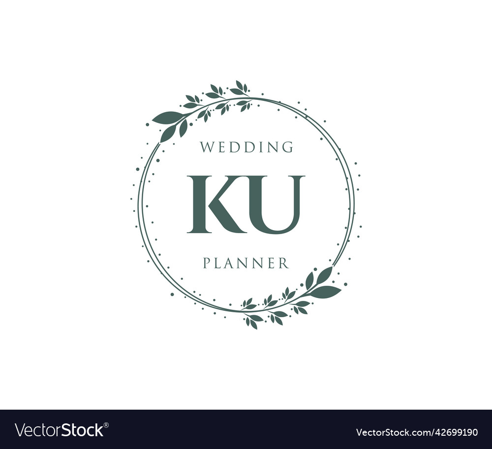 Ku initials letter wedding monogram logos Vector Image