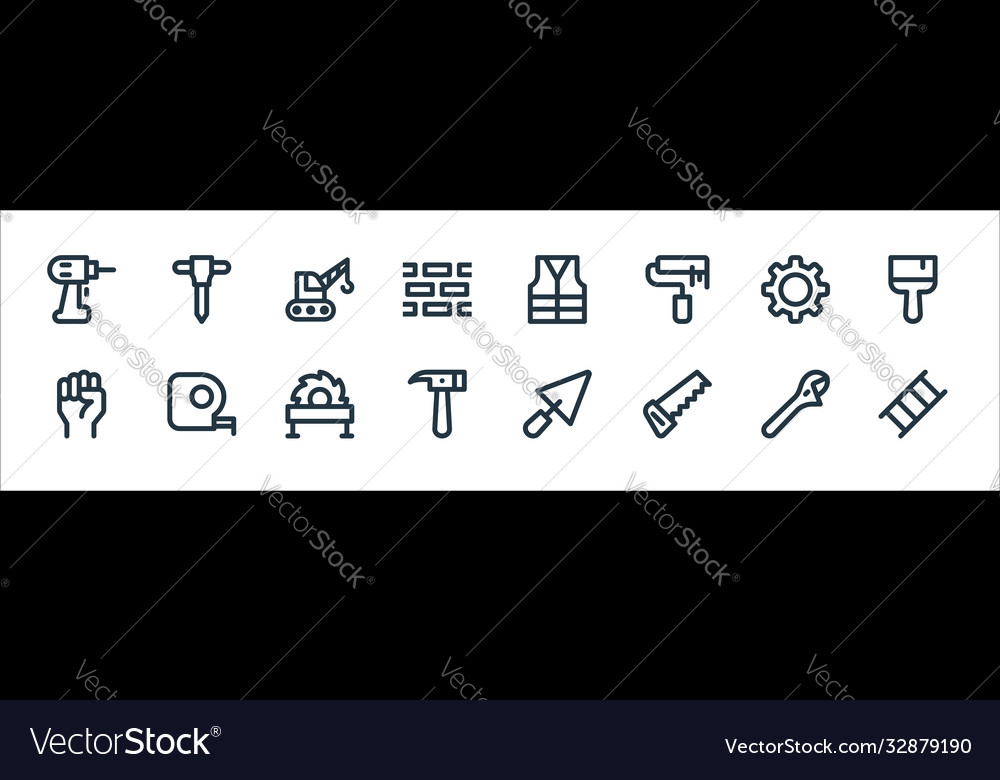 Labour day line icons linear set quality vector image Labour day line icons linear set quality