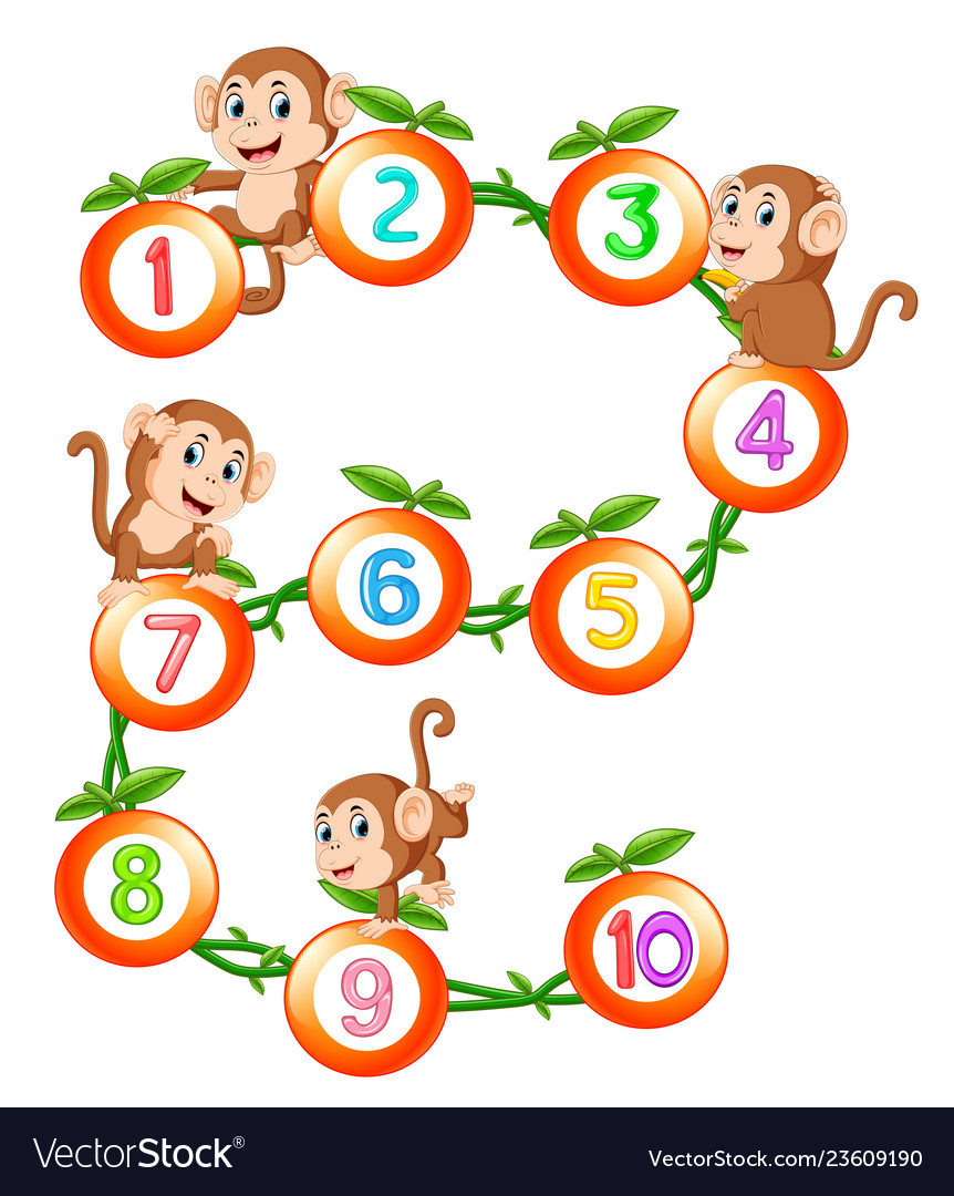 Lets count to ten with fruit and monkey royalty free vector