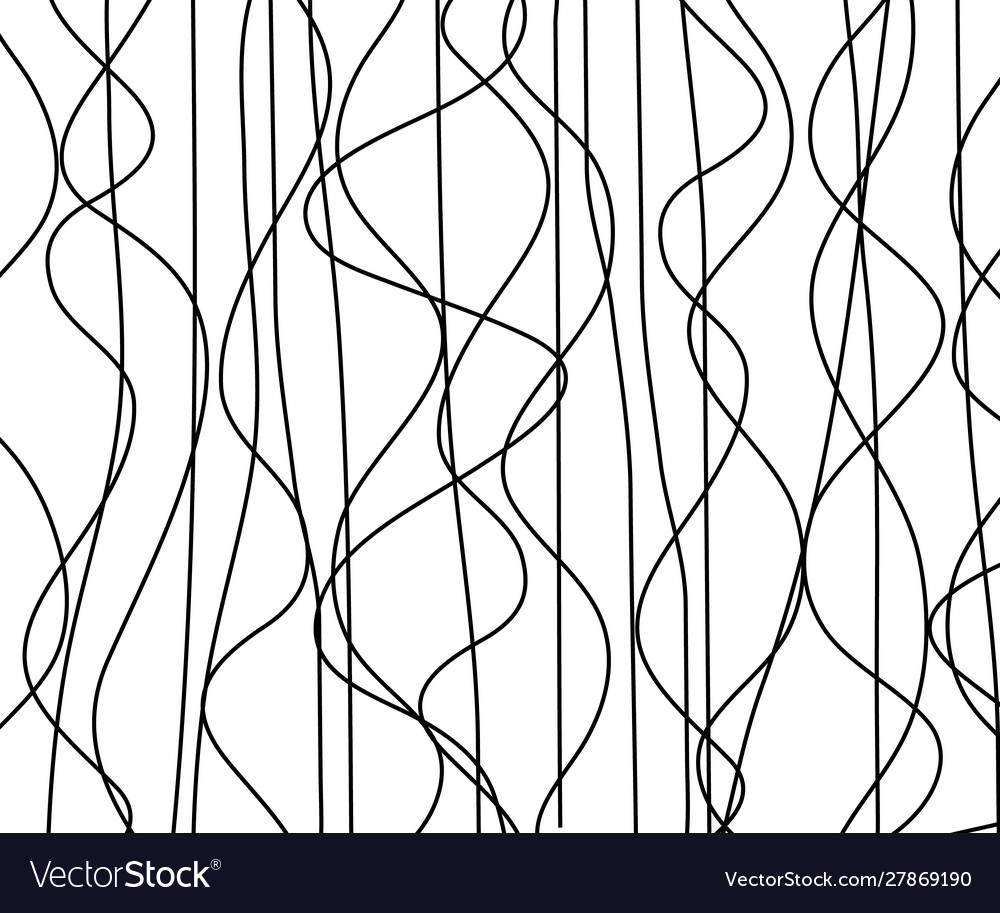 Line abstract seamless pattern with hand drawn