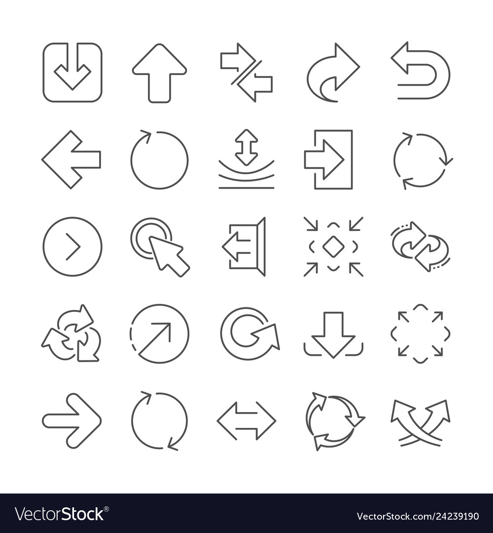 Linear arrow icons download synchronize vector image Linear arrow icons download synchronize