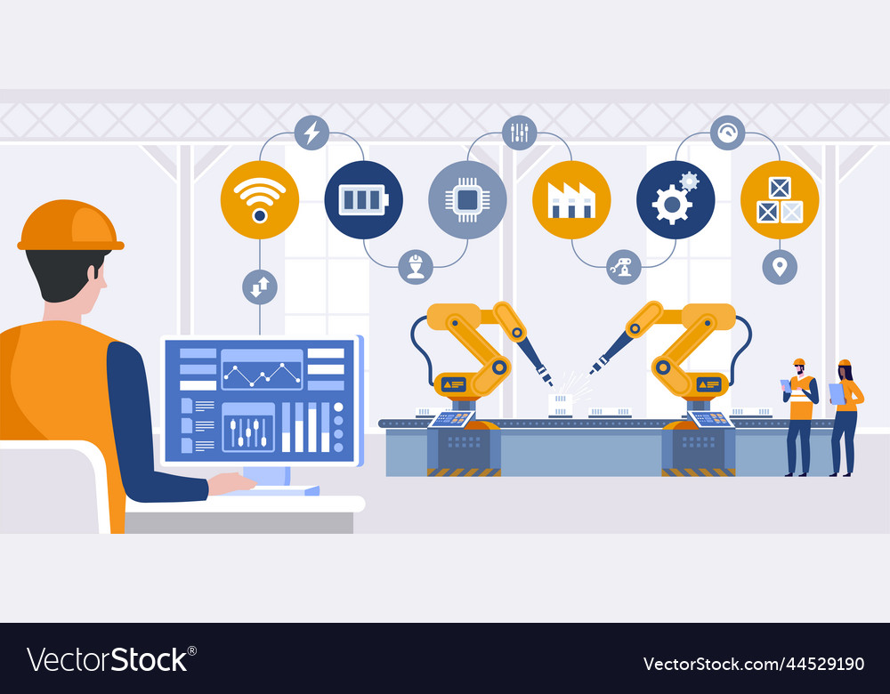 Manager engineer check and control automation Vector Image