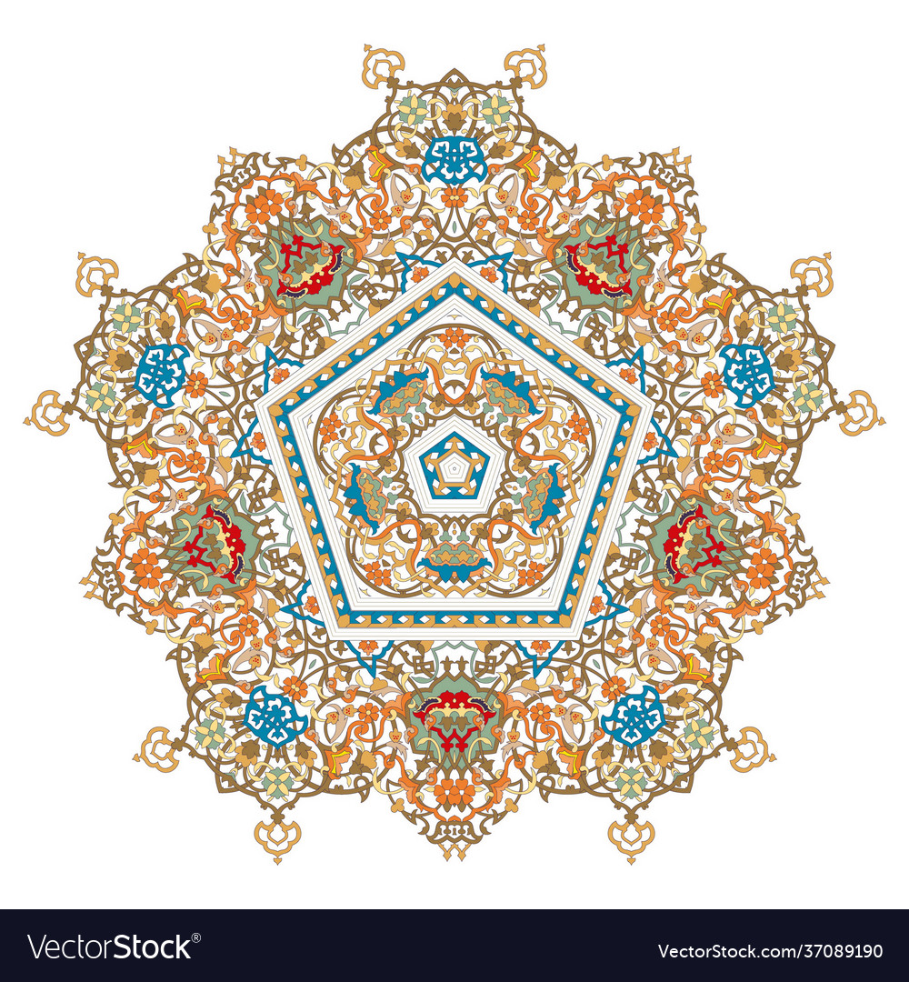 Pentagonal mandala five pointed design element eps vector image Pentagonal mandala five pointed design element eps