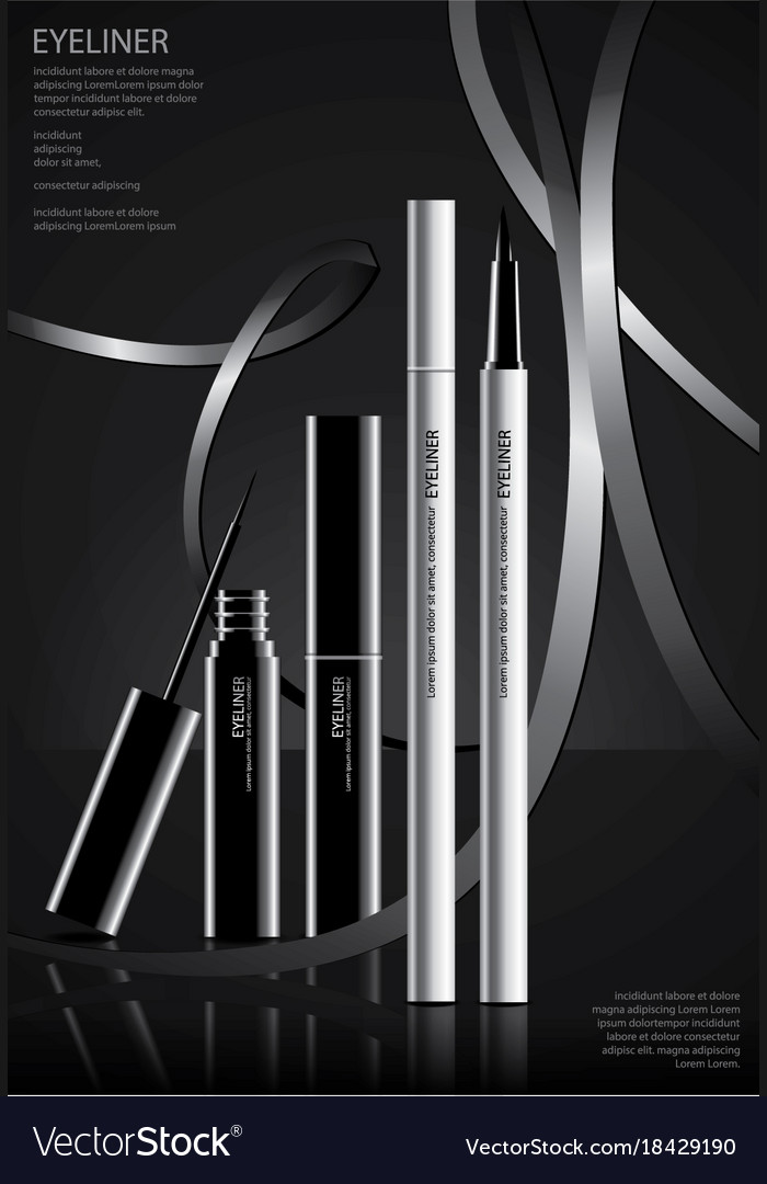 Poster cosmetic eyeliner with packaging