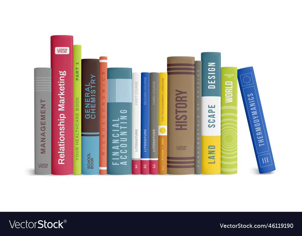 Row of books composition Royalty Free Vector Image