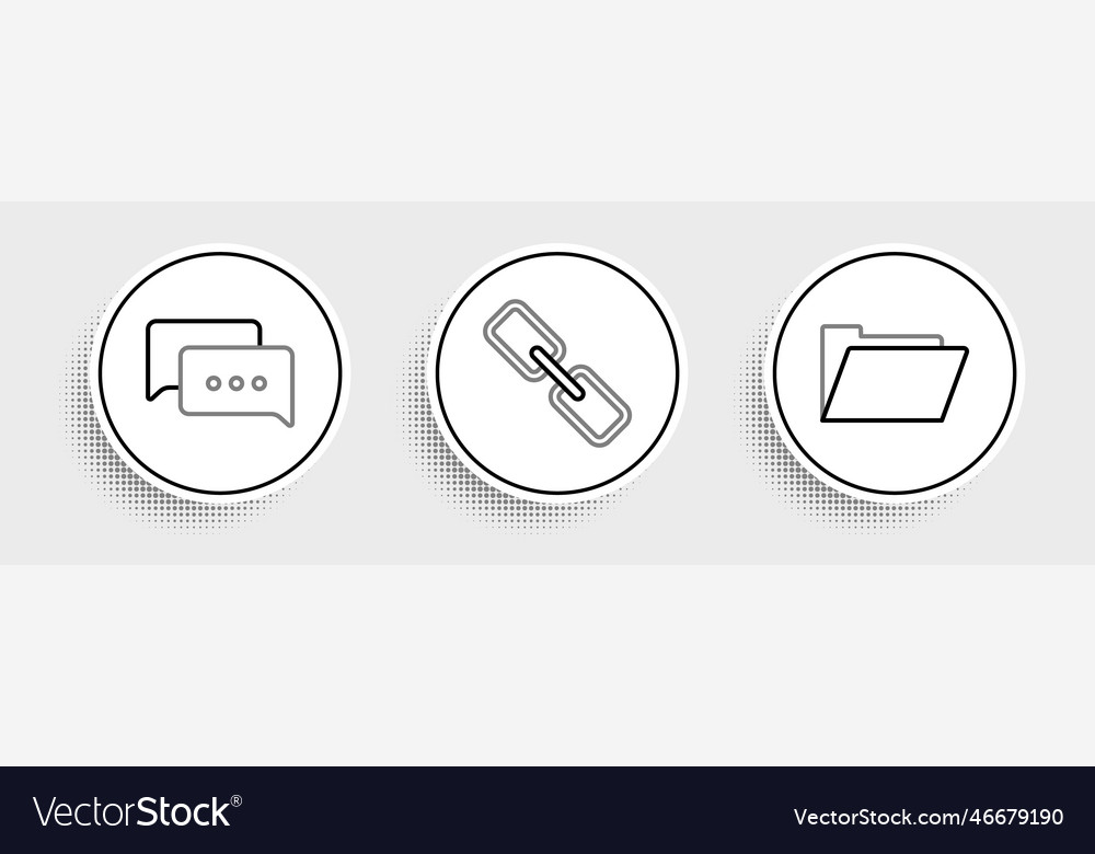 Set line document folder speech bubble chat vector image Set line document folder speech bubble chat