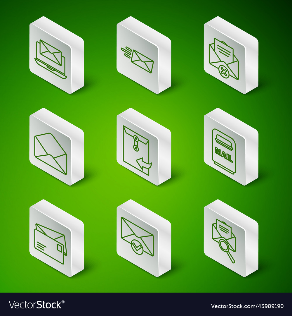 Set line envelope with magnifying glass and check vector image Set line envelope with magnifying glass and check
