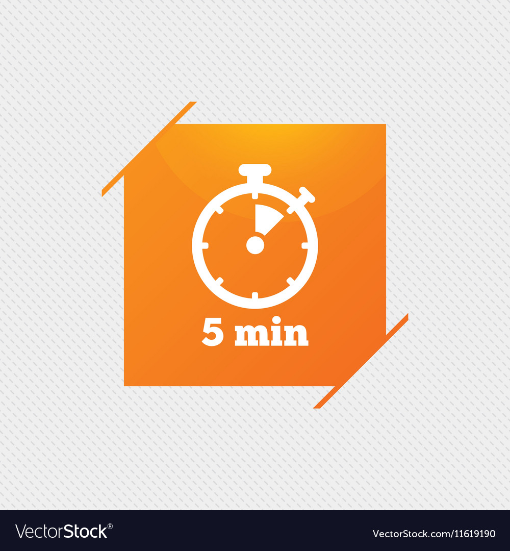 Timer sign icon 5 minutes stopwatch symbol Vector Image