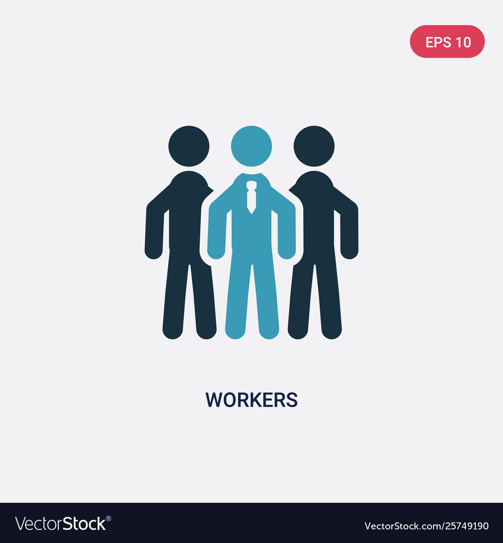 Two color workers icon from strategy concept