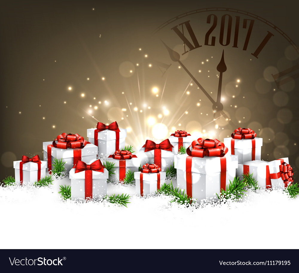 2017 new year background with clock