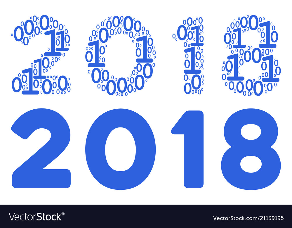 2018 year text collage of binary digits