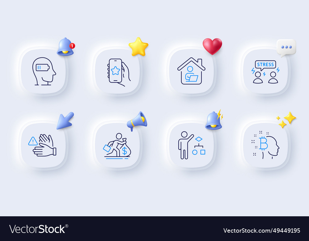 Algorithm salary and favorite app line icons vector image Algorithm salary and favorite app line icons