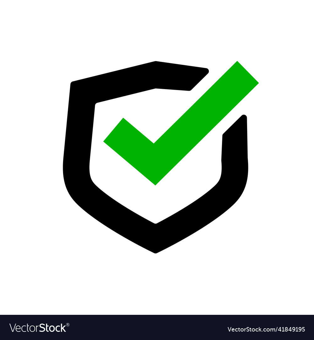 Check mark on shield icon security