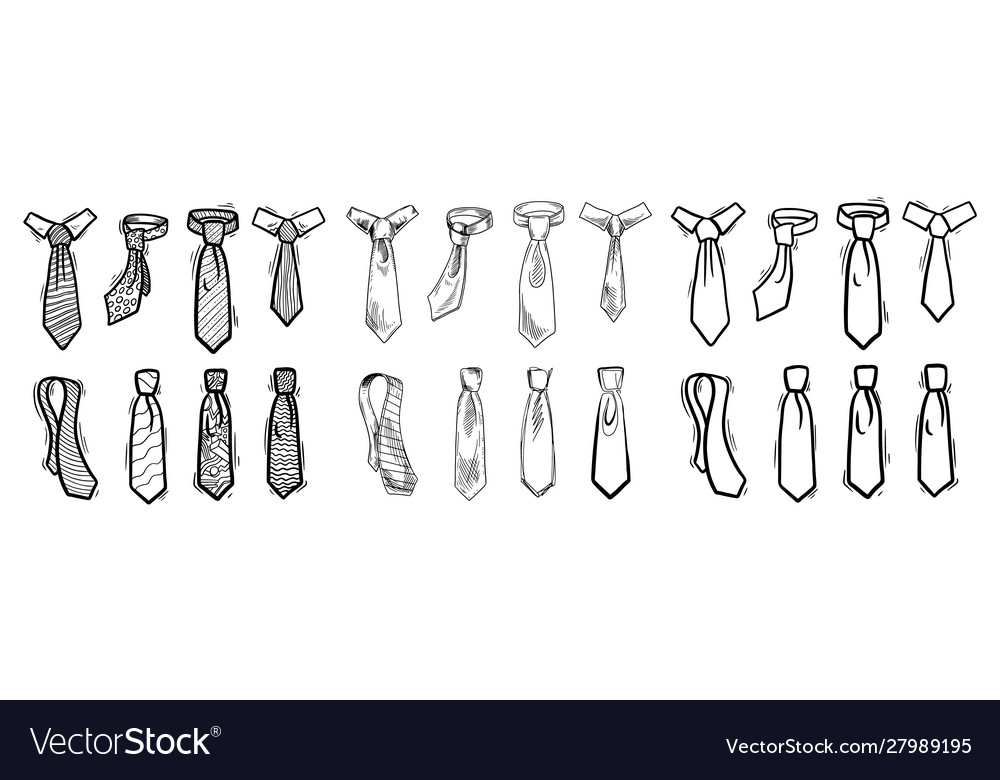 Different men ties hand drawn set