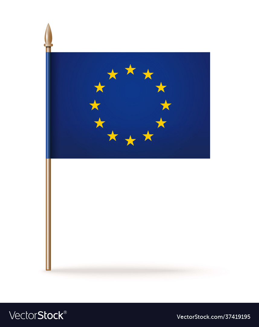 European union flag on wooden pole icon