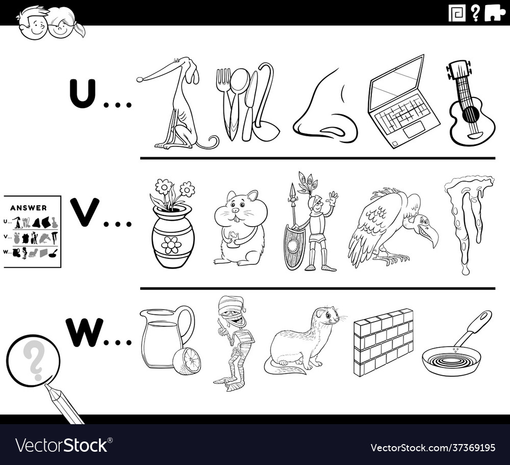 First letter a word game for kids coloring Vector Image