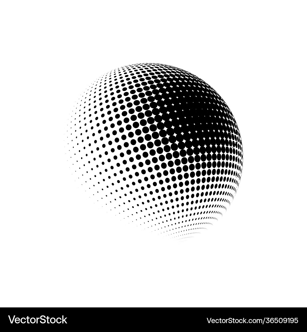 Halftone sphere dotted circle Royalty Free Vector Image