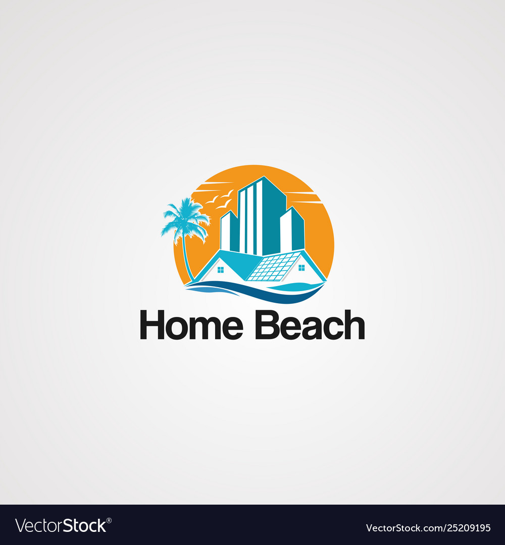 Home beach logo icon elementand template