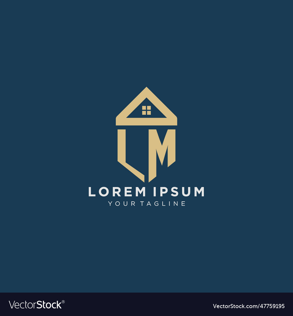 Initial letter lm with simple house roof creative Vector Image