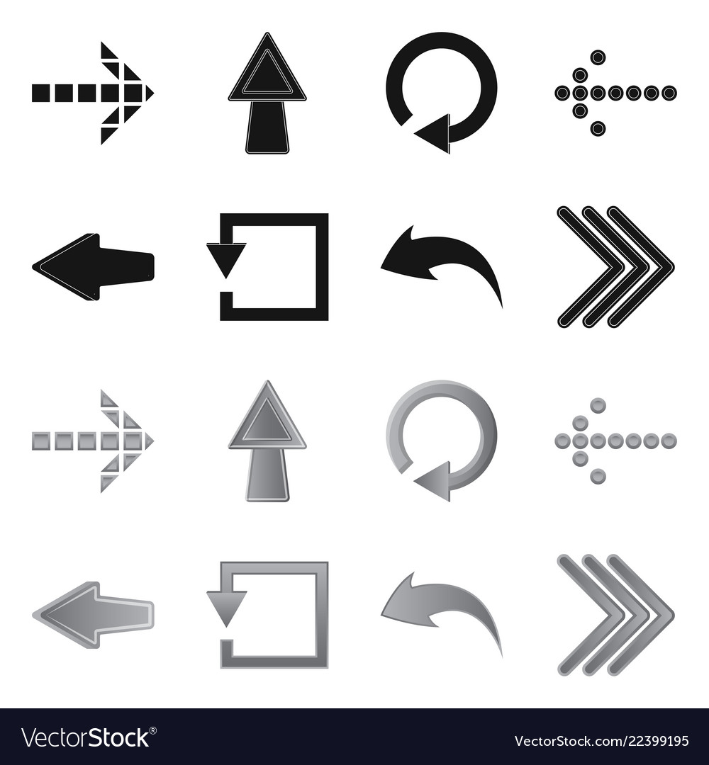 Isolierte Objekt von Element und Pfeil-Icon-Set vector image Isolierte Objekt von Element und Pfeil-Icon-Set
