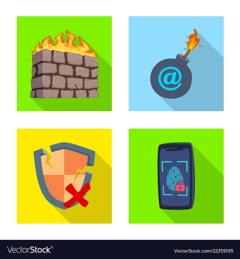 Isolated object of virus and secure sign set vector image Isolated object of virus and secure sign set