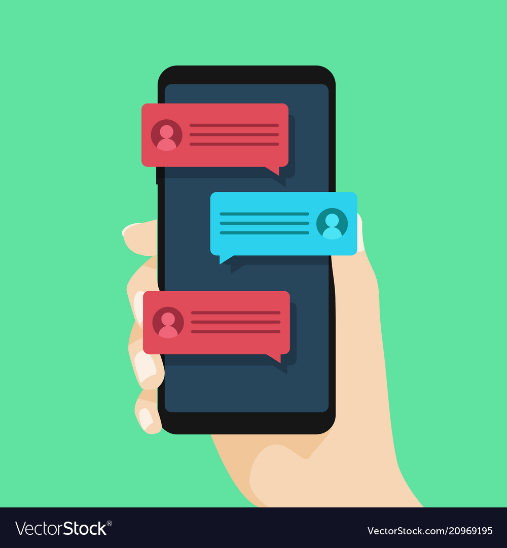 Mobile phone chat message notifications vector image Mobile phone chat message notifications