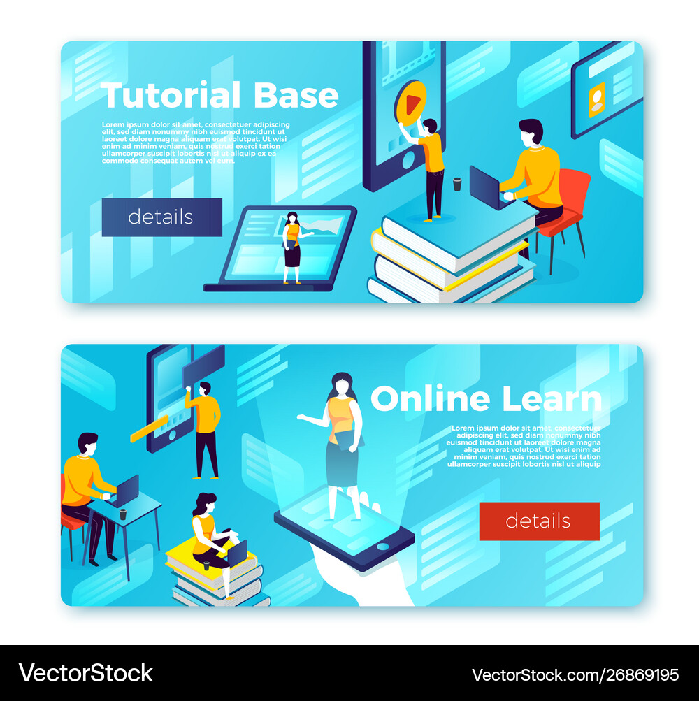 Online Learning And Tutorial Base Banners Vector Image