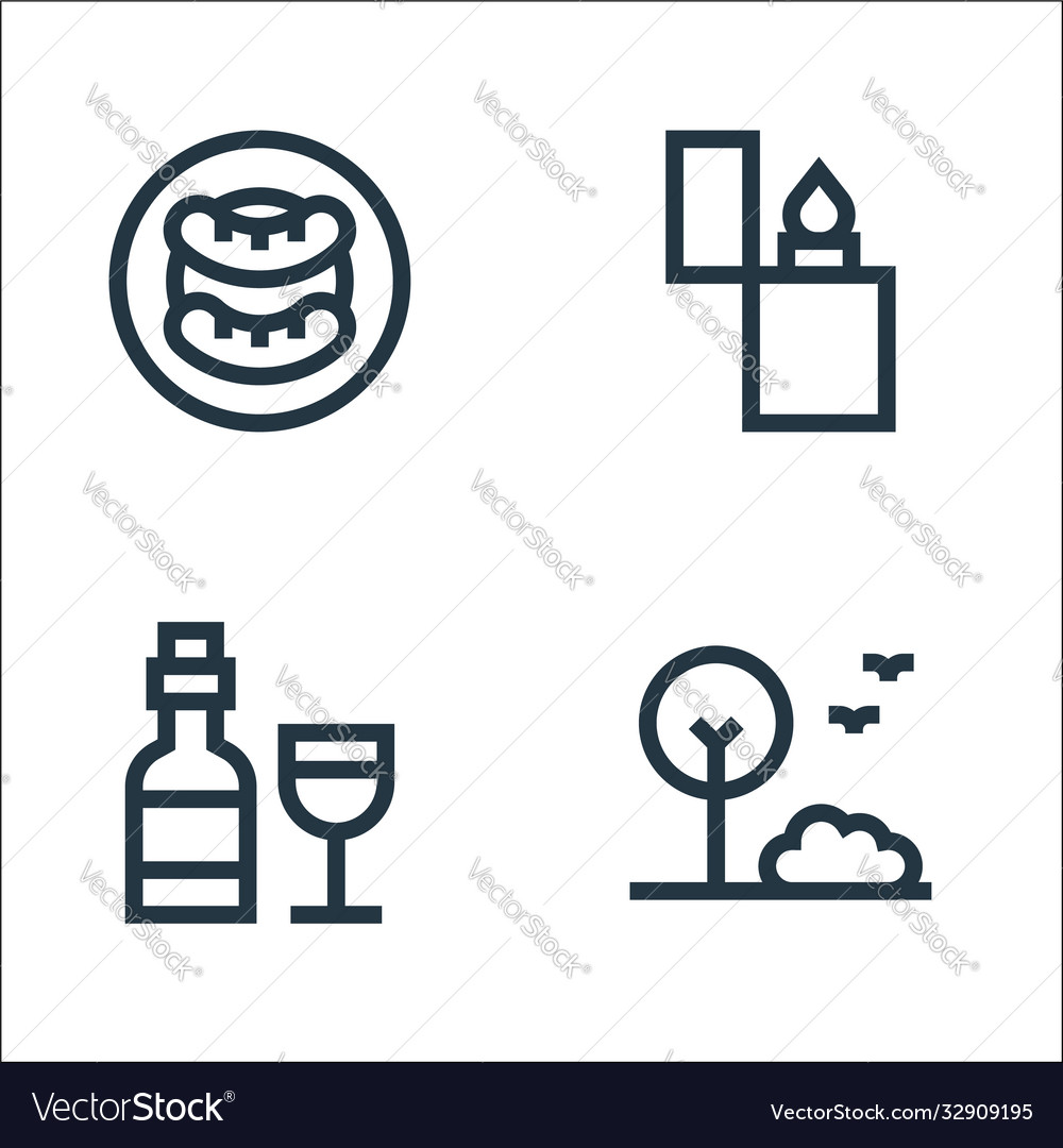 Picnic line icons linear set quality