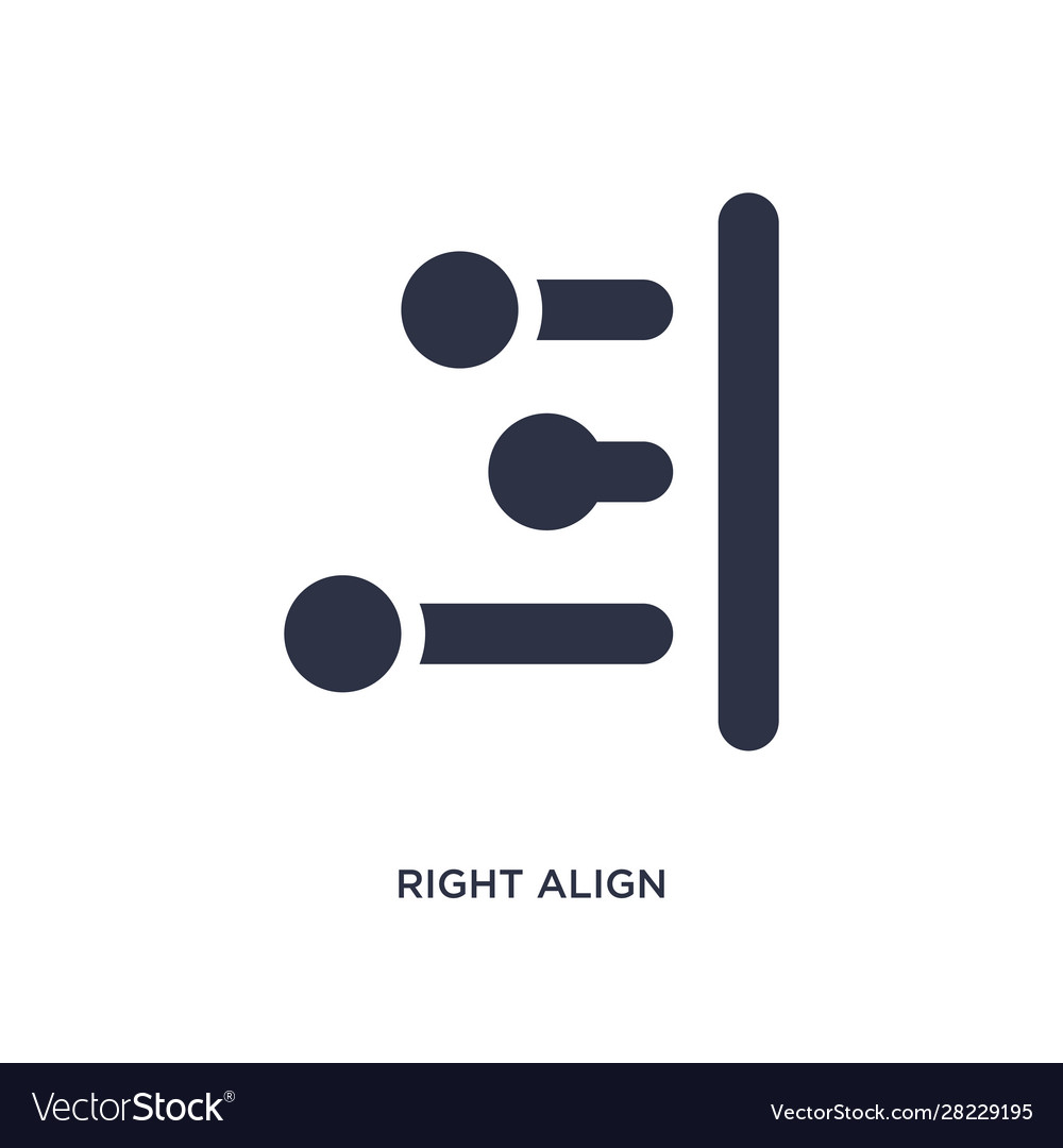 Right align icon on white background simple