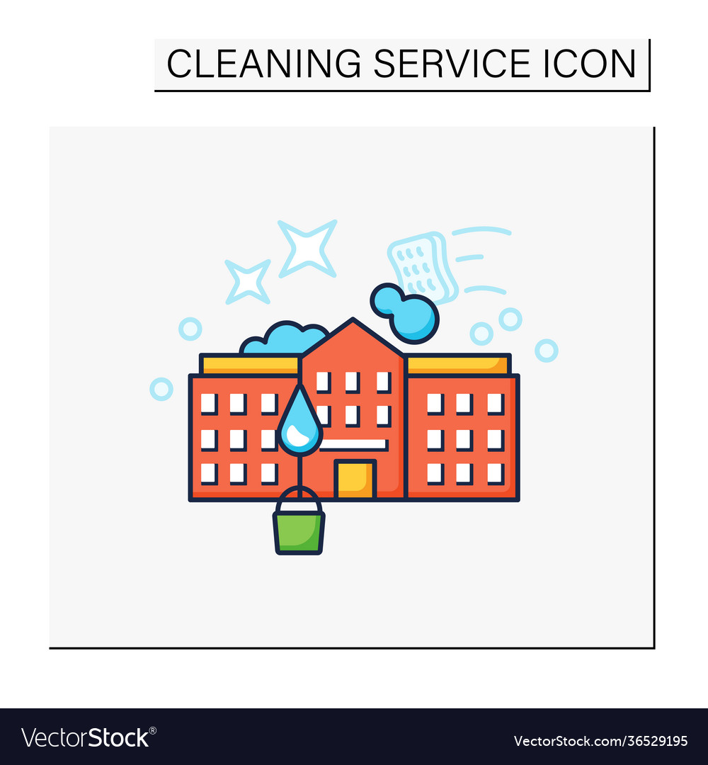 School cleaning color icon