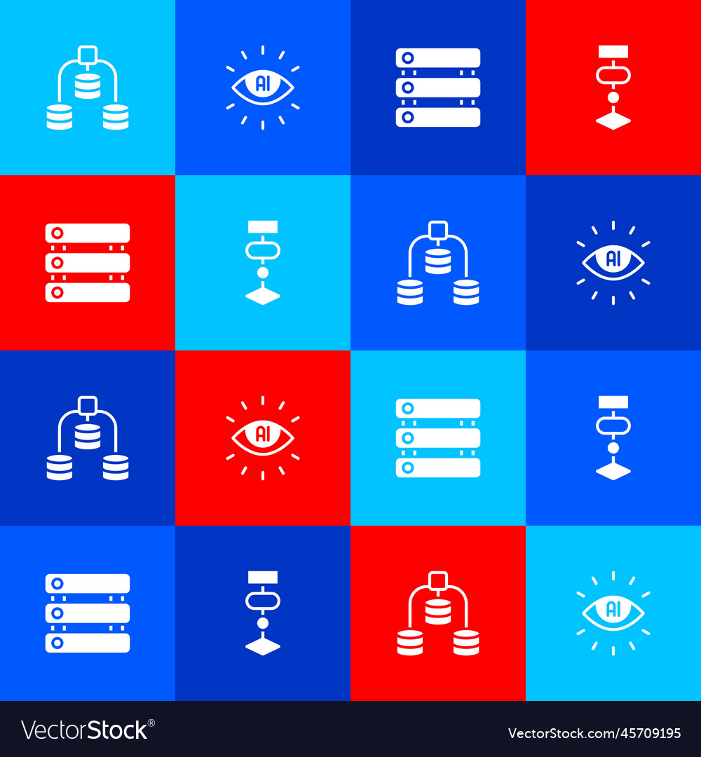 Set server data artificial intelligence ai vector image Set server data artificial intelligence ai