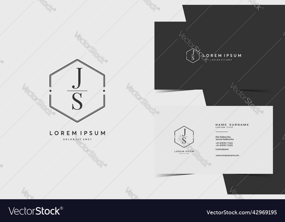 Simple hexagon js monogram logo icon modern