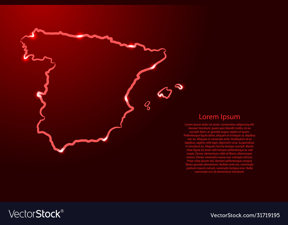 Spain map from contour red brush lines