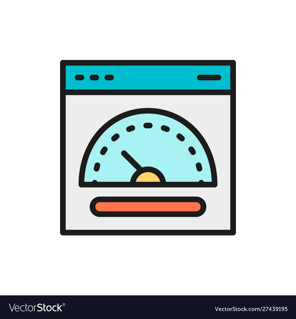 Speed hosting fast server flat color line icon vector image Speed hosting fast server flat color line icon