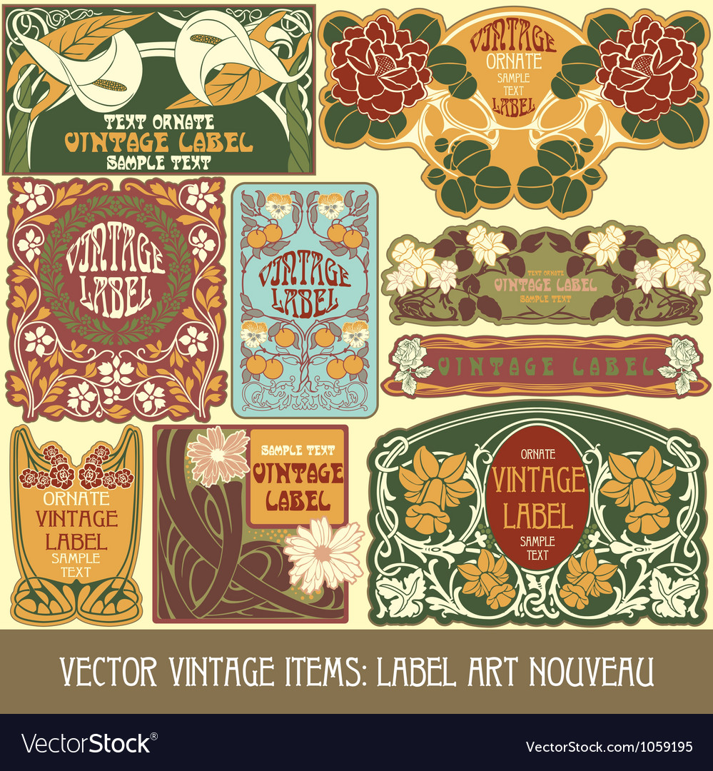 Item label. Этикетки в стиле Модерн. Art nouveau - Vintage Label vector. Ранний Модерн этикетка. Русские этикетки в стиле Модерн.