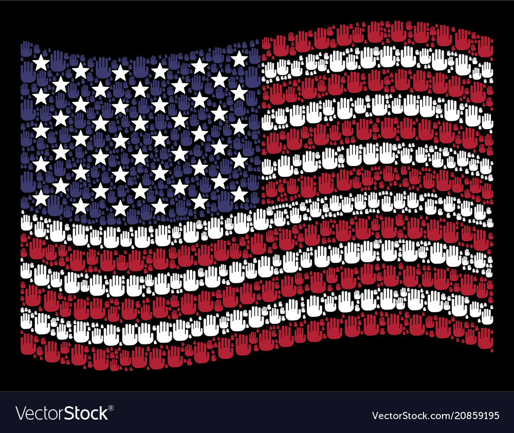 Waving american flag stylization of stop hand