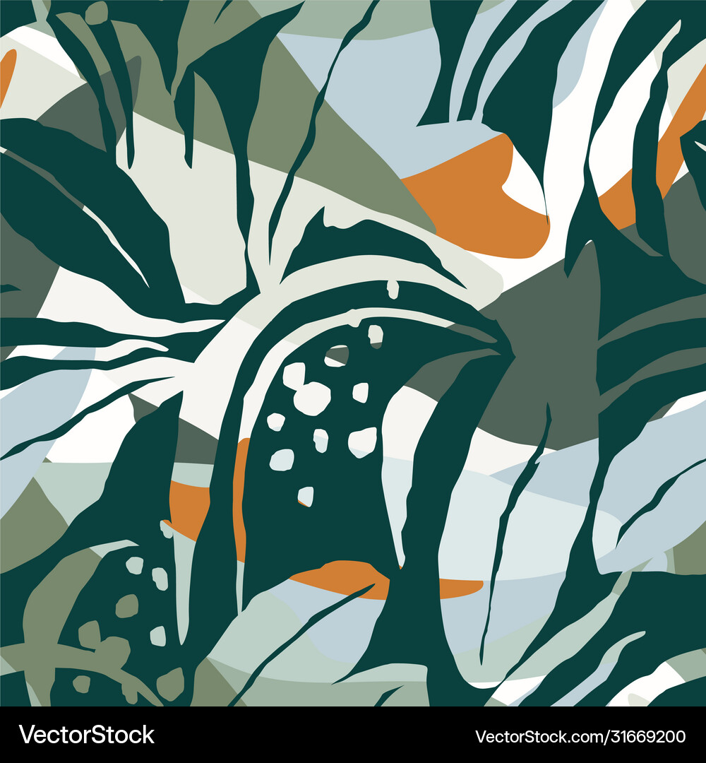 Artistic seamless pattern with abstract leaves Vector Image