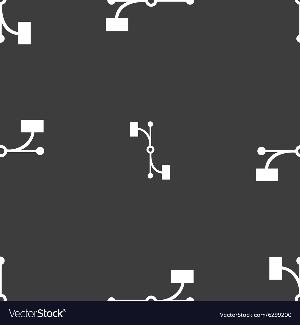 Bezier curve icon sign seamless pattern on a gray