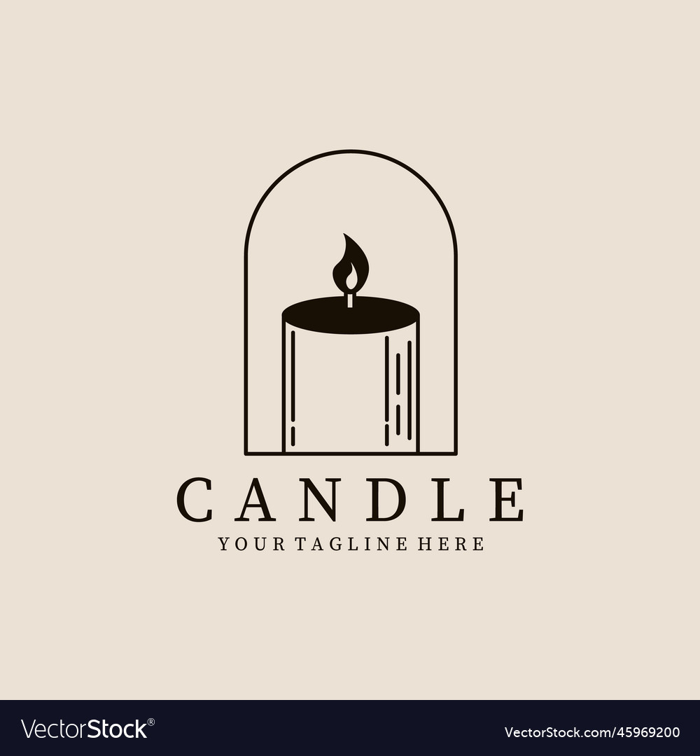 Candle line art logo icon and symbol design Vector Image