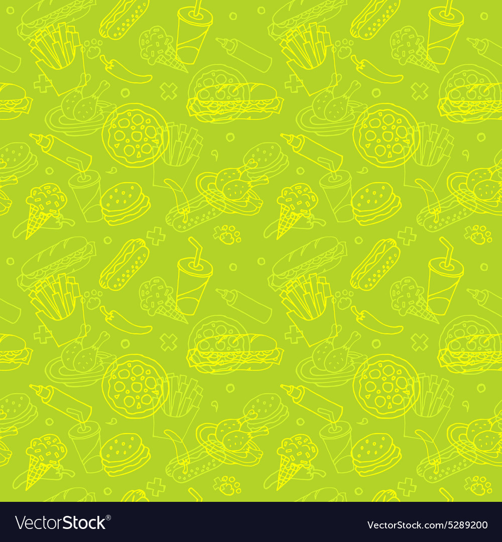 Fast food doodle seamless pattern