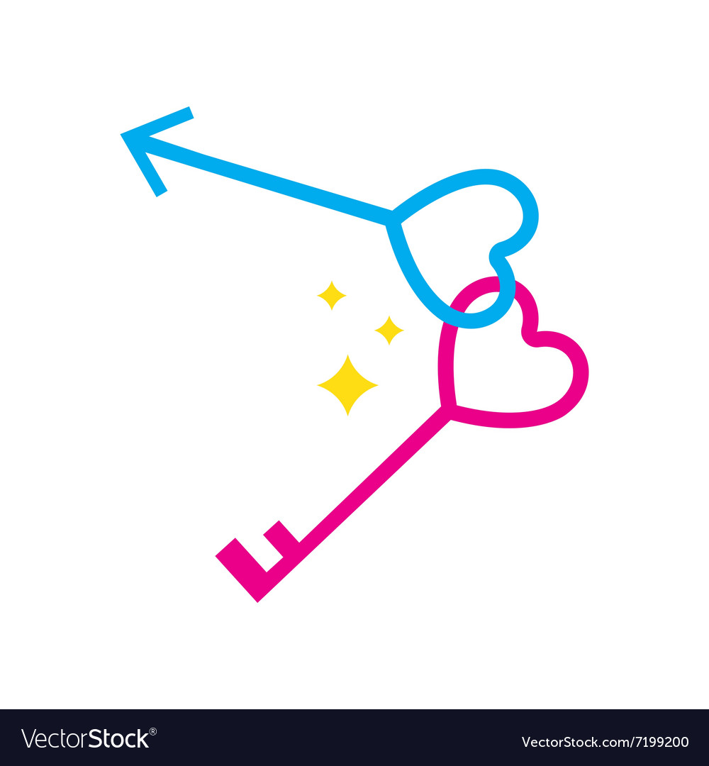 Flat web icon on white background keys heart