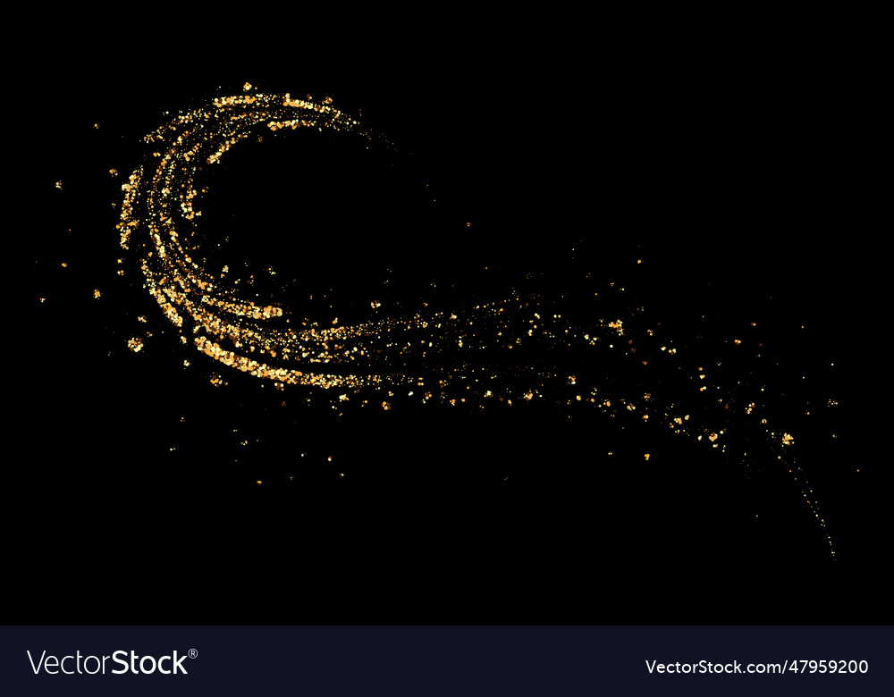 Golden shiny wave of sparkling glitter particles