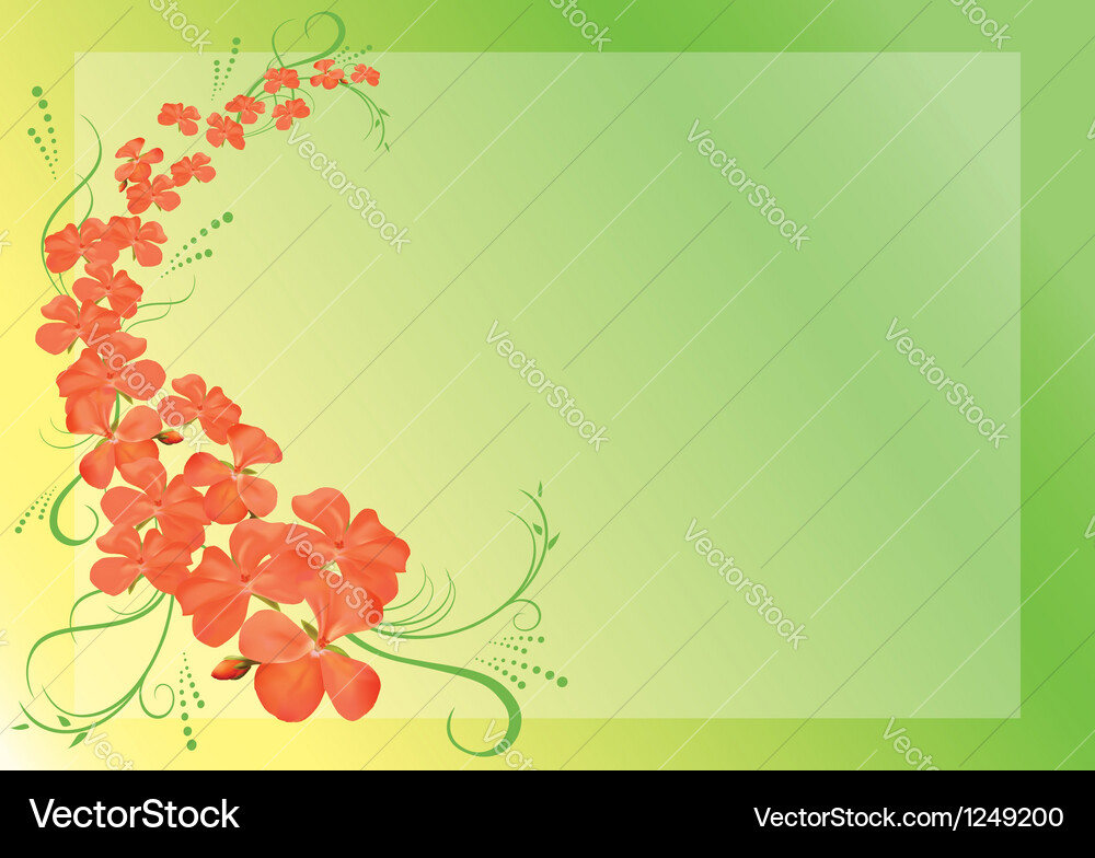 Green card with pink flowers Royalty Free Vector Image