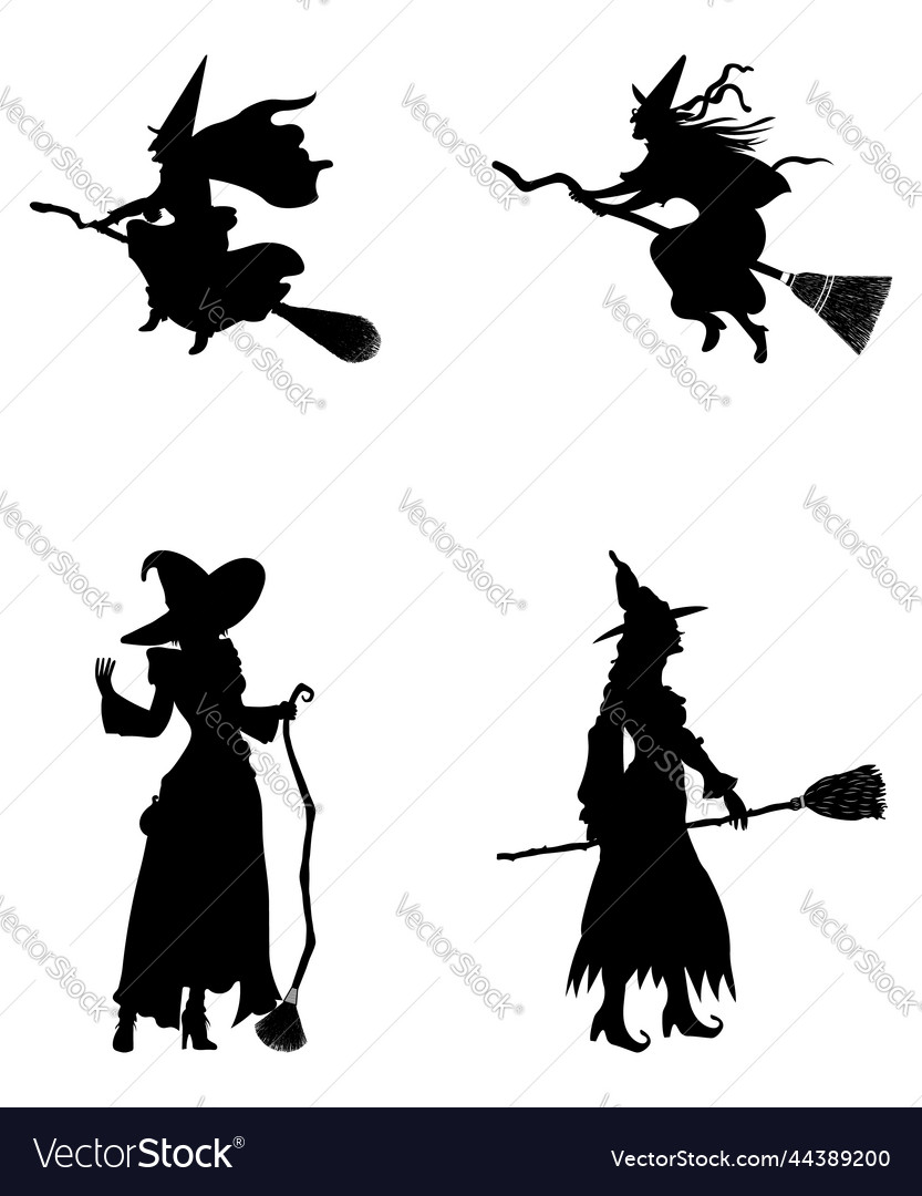 Halloween witch character silhouette Royalty Free Vector