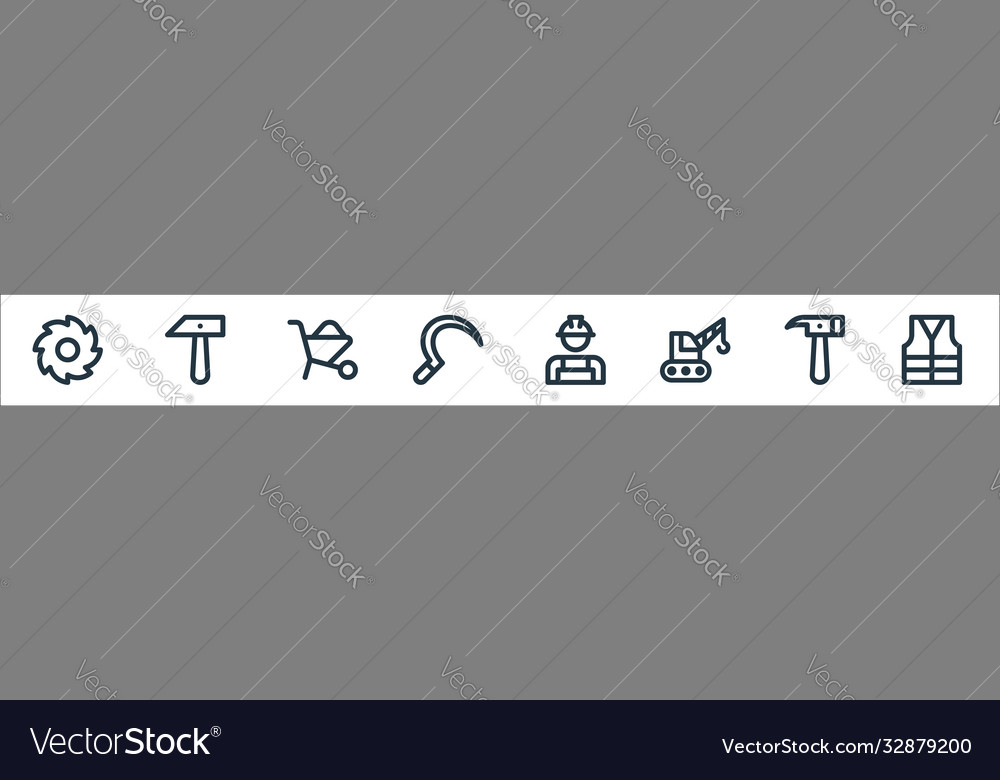 Labour day line icons linear set quality vector image Labour day line icons linear set quality