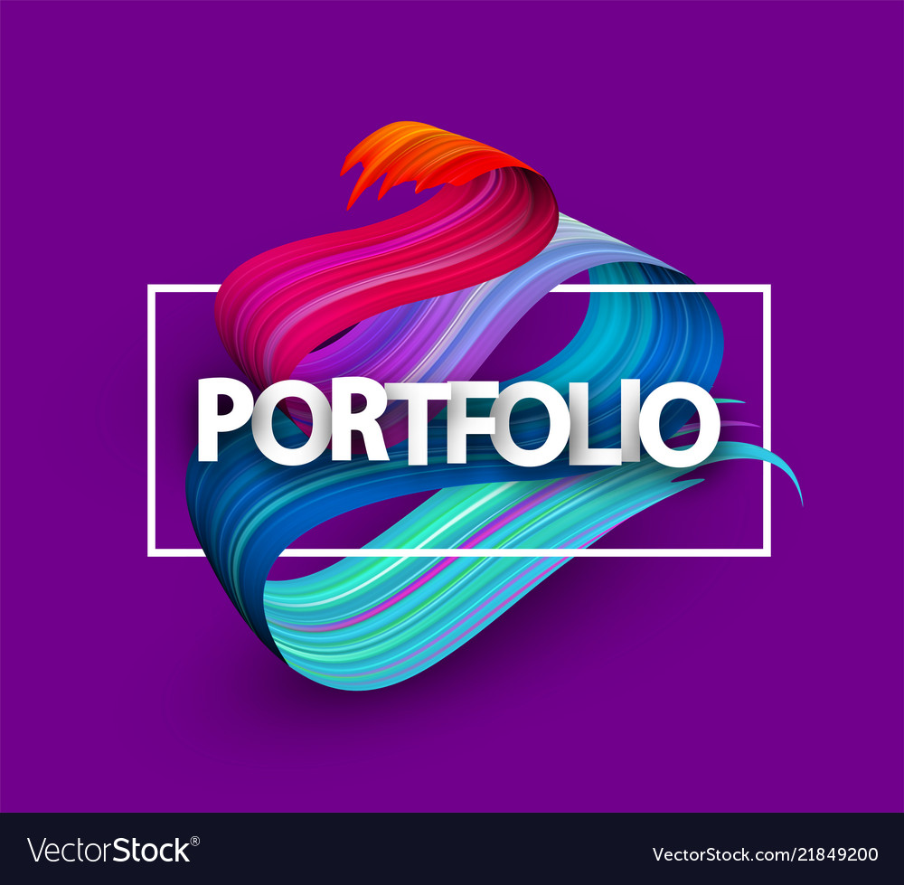 Purple portfolio poster with colorful brush Vector Image