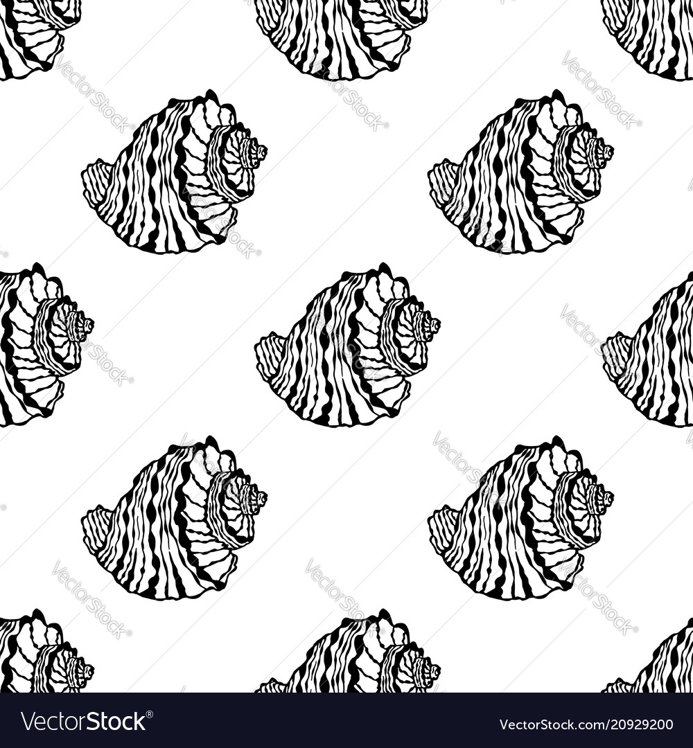 Seamless pattern from black seashell