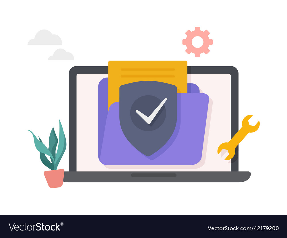 Secure files folder documents access and private vector image Secure files folder documents access and private